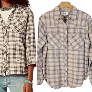 New XiRENA Denley Shirt Sz XS Lilac Quartz Sonoran Desert Plaid Print Pe…